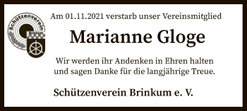 Traueranzeige von Marianne Gloge von SYK