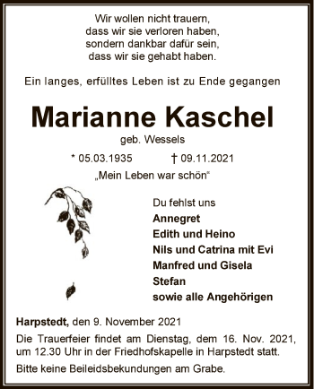 Traueranzeige von Marianne Kaschel von SYK