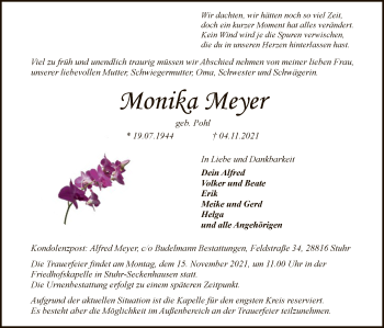 Traueranzeige von Monika Meyer von SYK