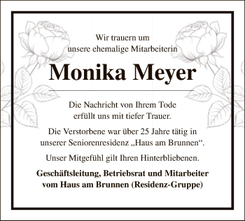 Traueranzeige von Monika Meyer von SYK