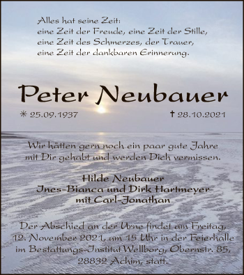 Traueranzeige von Peter Neubauer von SYK