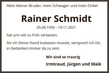 Traueranzeige von Rainer Schmidt von SYK