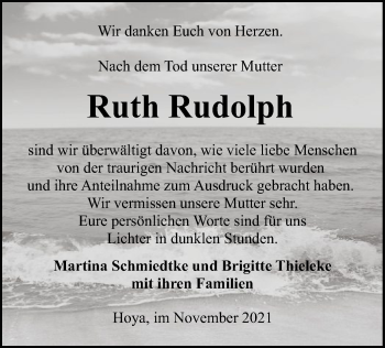 Traueranzeige von Ruth Rudolph von SYK