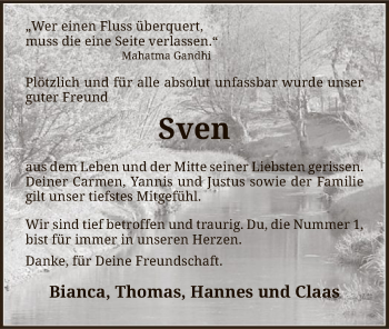 Traueranzeige von Sven Meyer von SYK