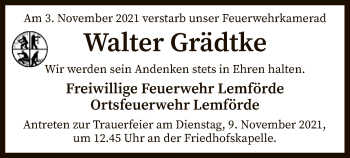 Traueranzeige von Walter Grädtke von SYK