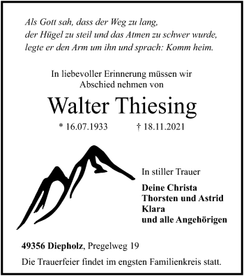 Traueranzeige von Walter Thiesing von SYK