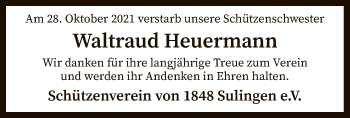 Traueranzeige von Waltraud Heuermann von SYK