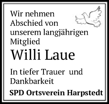 Traueranzeige von Willi Laue von SYK