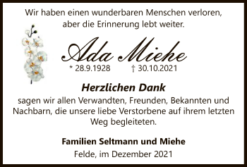 Traueranzeige von Ada Miehe von SYK