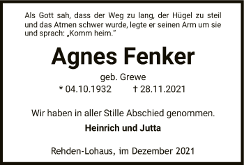 Traueranzeige von Agnes Fenker von SYK