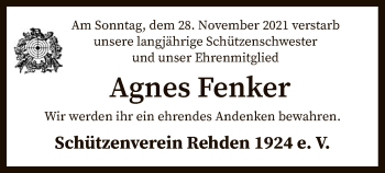 Traueranzeige von Agnes Fenker von SYK