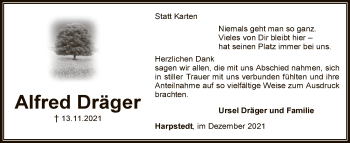 Traueranzeige von Alfred Dräger von SYK