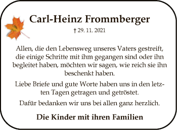 Traueranzeige von Carl-Heinz Frommberger von SYK