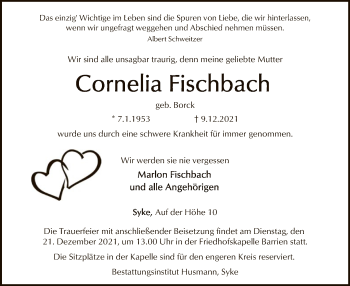 Traueranzeige von Cornelia Fischbach von SYK