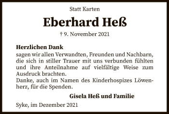 Traueranzeige von Eberhard Heß von SYK