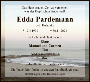 Traueranzeige von Edda Pardemann von SYK