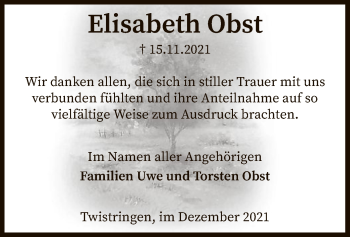 Traueranzeige von Elisabeth Obst von SYK