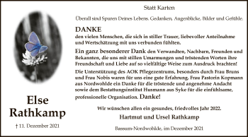 Traueranzeige von Else Rathkamp von SYK