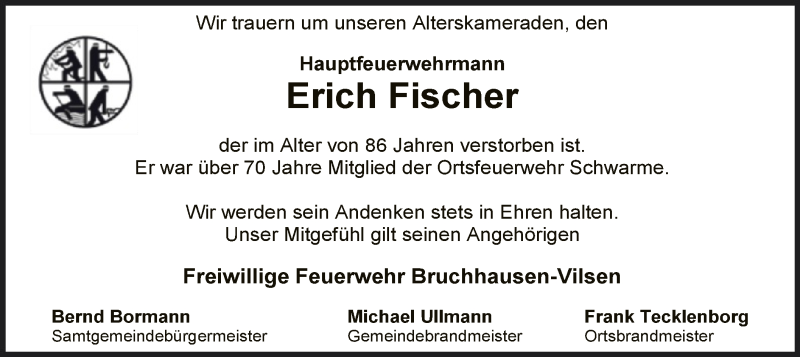  Traueranzeige für Erich Fischer vom 14.12.2021 aus SYK