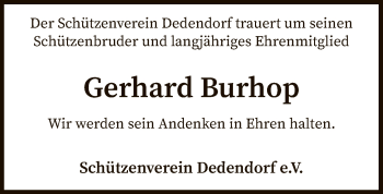 Traueranzeige von Gerhard Burhop von SYK