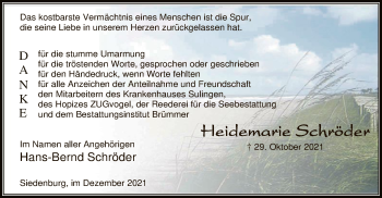 Traueranzeige von Heidemarie Schröder von SYK