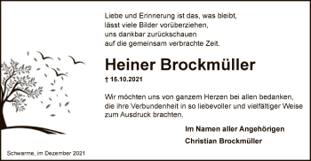 Traueranzeige von Heiner Brockmüller von SYK