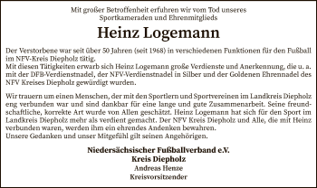 Traueranzeige von Heinz Logemann von SYK