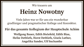 Traueranzeige von Heinz Nowotny von SYK