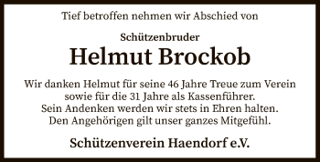 Traueranzeige von Helmut Brockob von SYK