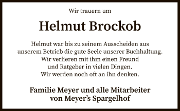 Traueranzeige von Helmut Brockob von SYK