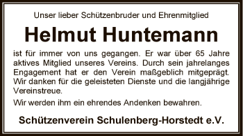 Traueranzeige von Helmut Huntemann von SYK