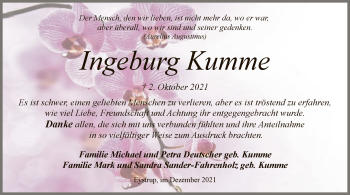 Traueranzeige von Ingeburg Kumme von SYK