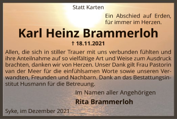 Traueranzeige von Karl Heinz Brammerloh von SYK