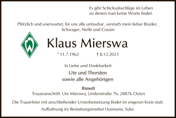 Traueranzeige von Klaus Mierswa von SYK