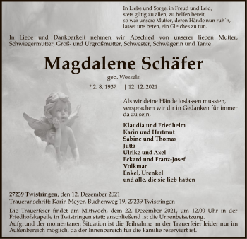 Traueranzeige von Magdalene Schäfer von SYK