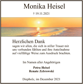 Traueranzeige von Monika Heisel von SYK