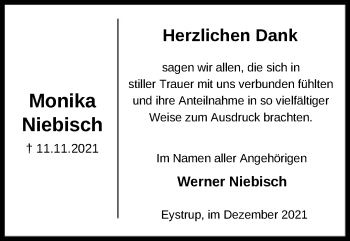 Traueranzeige von Monika Niebisch von SYK