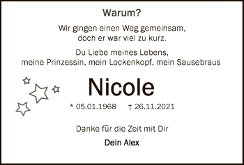 Traueranzeige von Nicole Goller von SYK