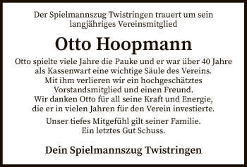 Traueranzeige von Otto Hoopmann von SYK