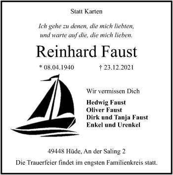Traueranzeige von Reinhard Faust von SYK