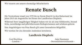 Traueranzeige von Renate Busch von SYK