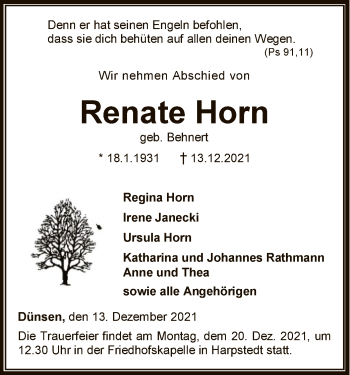 Traueranzeige von Renate Horn von SYK