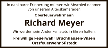 Traueranzeige von Richard Meyer von SYK