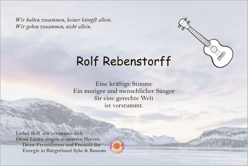  Traueranzeige für Rolf Rebenstorff vom 04.12.2021 aus SYK