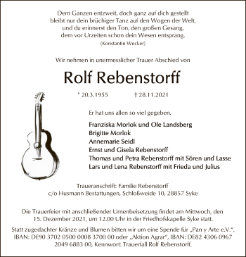 Traueranzeige von Rolf Rebenstorff von SYK