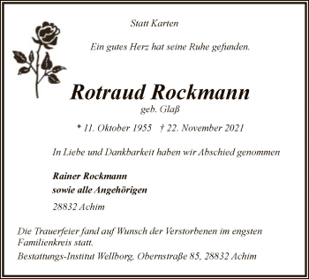 Traueranzeige von Rotraud Rockmann von SYK