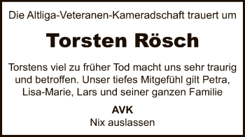 Traueranzeige von Torsten Rösch von SYK