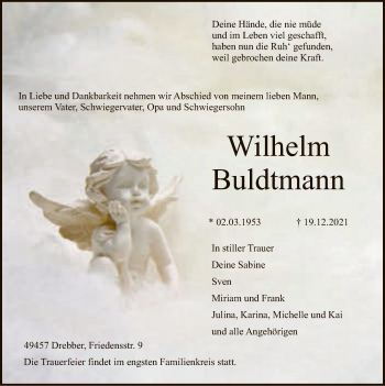 Traueranzeige von Wilhelm Buldtmann von SYK