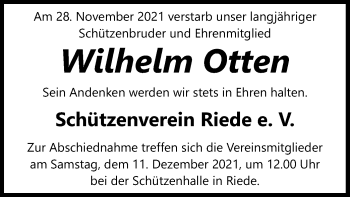 Traueranzeige von Wilhelm Otten von SYK