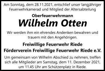 Traueranzeige von Wilhelm Otten von SYK